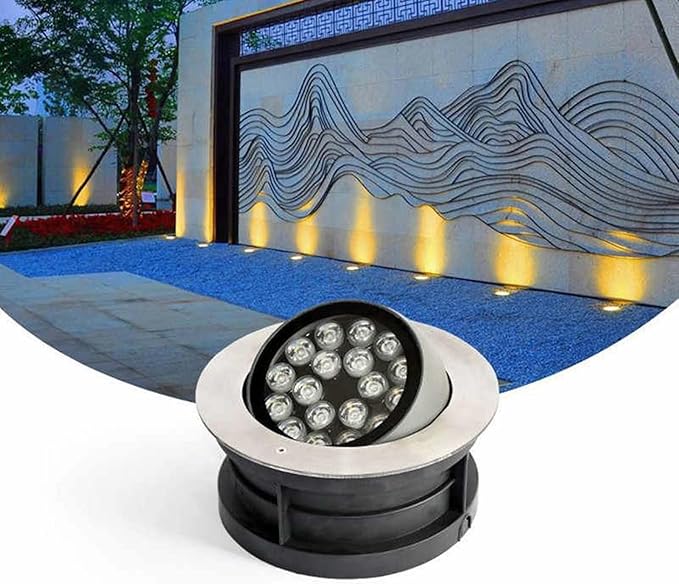 Recessed LED Outdoor Spotlight 24V Outdoor Beam Light Adjustable LED Buried Light IP67 Waterproof Ground Landscape Lights for Gardens Terraces Architectural Lighting(Yellow9w)