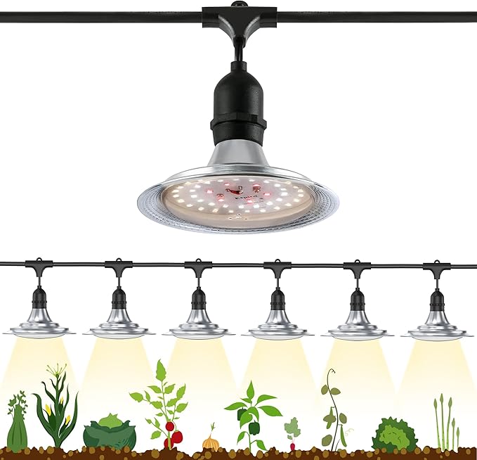 Espird Outdoor Grow Light Greenhouse String Grow Light Waterproof Plant Growing Lamps UL Certified LED Grow Lights for Greenhouse Garden 21.3FT Full Spectrum Grow Light for Veg Seedling Flower