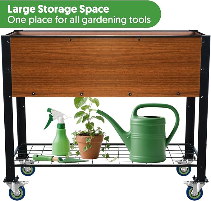 Raised Garden Bed with Legs and Wheels Self-Watering Planter Box 36x16x30 in Elevated Raised Bed with Drainage Hole Built to Withstand Sun Rain and Wind for Up to 2 Years