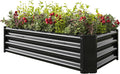 Raised Garden Beds Outdoor for Gardening 4×2×1ft Galvanized Rectangular Plastic Raised Planter Garden Box for Fruit Vegetables Herbs Flowers Growing Bed for Lawn Patio Balcony Black