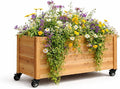 Tall Cedar Planter Box with Locking Wheels – Mobile Raised Garden Bed for Patio Balcony &amp Business Entrances – Wooden Planter with Brakes for Flowers Herb &amp Vegetable Plants (36)