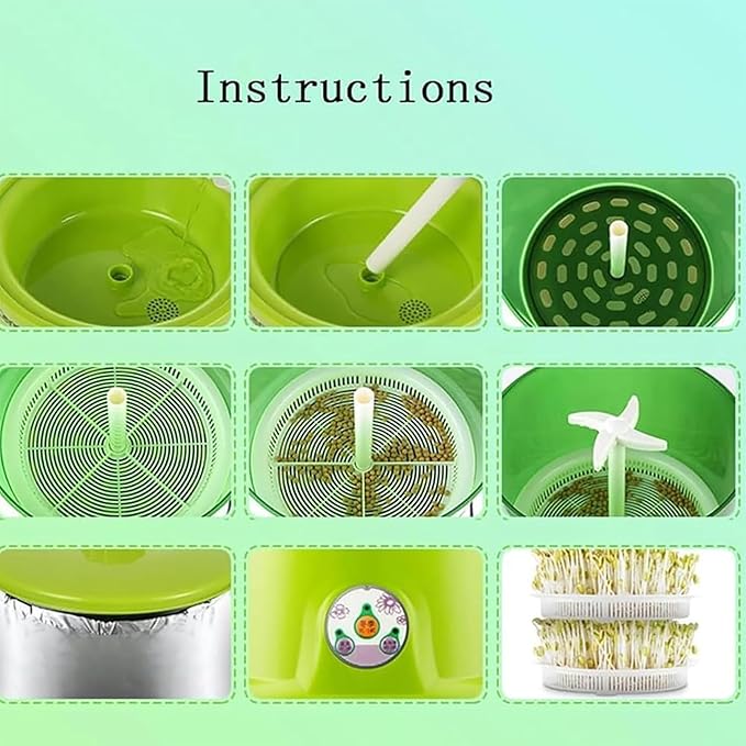2 Layers Self Made Seed Germination Device Automatic Sprouter Machine 4 Seasons Planting Mode 360° Automatic Watering Constant Temperature for Making