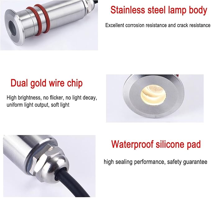 Mini Ground LED Lights - IP68 Waterproof Underwater Landscape Spotlights for Pool Stairs and Fountain - Easy Installation