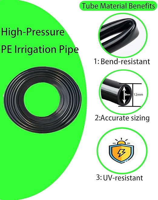 Drip Irrigation System 360 Adjustable Mist Sprayer Nozzle High Volume Water Flow Rotating Sprinkler Head for GardenPatioPotted PlantsEasy Install Fine Misting to Jet Spray (165FT+32Nozzles)