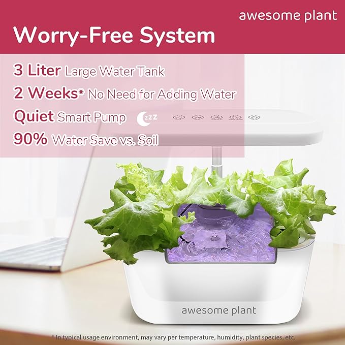 6Pro Hydroponics Growing System Kit (6 Pods) Indoor Garden Kit with 3L Watertank 3 Grow Modes and Quiet Pump Grow Herbs Lettuce Salad at Home Kit Adjustable Height Up to 13 White