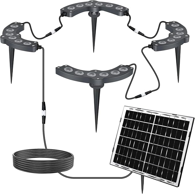 Solar Palm Tree Lights Outdoor Warm Light 3000K Solar Spotlights for Plam Trees 12000 mAh Batteries Solar Powered LED Ring Tree Lights up to 12+ Hours for Outside House Garden Landscape Large Trees