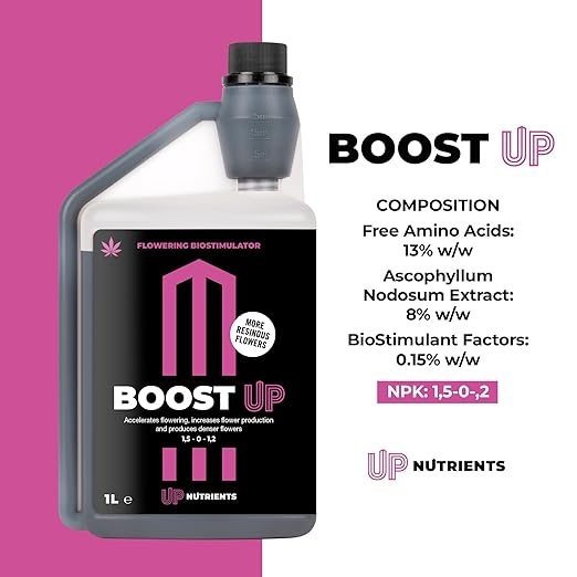 Bio Flowering Fertilizer Boost UP 1L | Bio Stimulator for Plants and Crops | Flower Production Booster | Compact and Resinous Flowers and Fruits