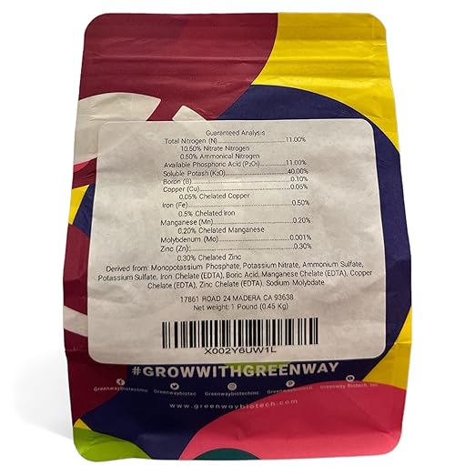 Greenway Biotech Inc. Pepper &amp Herb Fertilizer 11-11-40 Powder - Water Soluble with Chelated Micronutrients for Hot &amp Bell Peppers Basil - Hotter Peppers Aromatic Herbs - Hydroponics &amp So