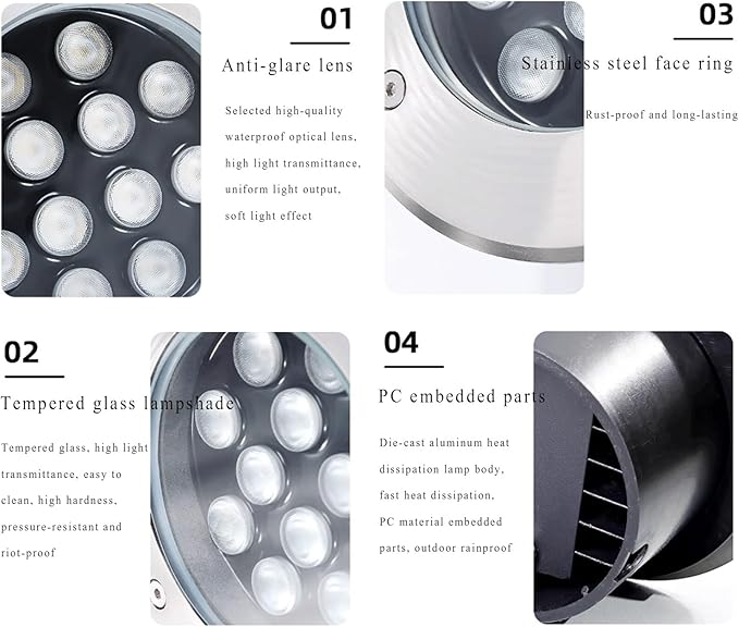 IP66 Waterproof LED Underground Recessed Light - 1W Garden Buried Lights for Pathway Driveway Deck &amp Patio Lighting (AC85-265V Red)