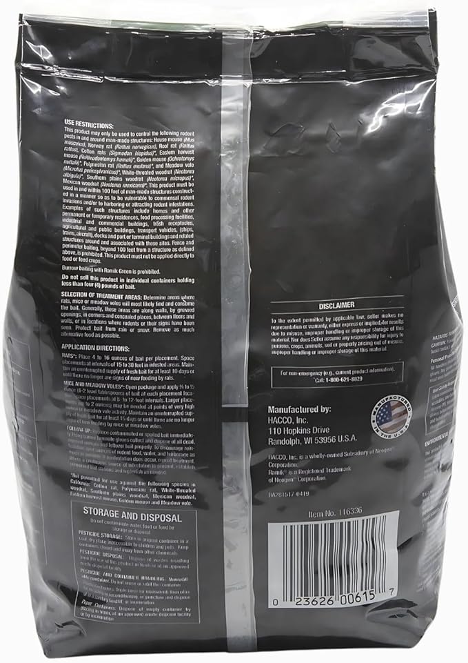 Neogen Ramik Green Fish Flavored Weather Resistant Rodenticide Nuggets 4 lb bag (00615)