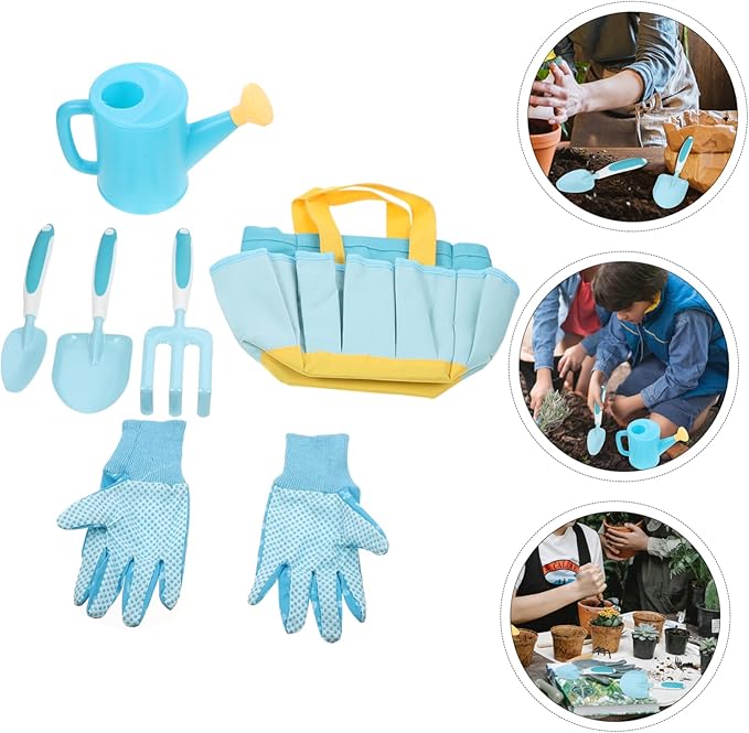 Boy Girl Gardening Tools Set Plastic Gardening Shovel Rake Trowel Watering Can for Comfortable Grip for Boy Garden Activities