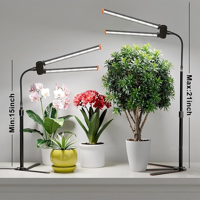 Grow Lights for Indoor Plant 6000K Full Spectrum Plant Lamp with Red Blue White LED for Pot Succulents Seed Growing Light Strip Foldable &amp Height Extendable 9-23'' Auto On Off Timing 4/8/12H