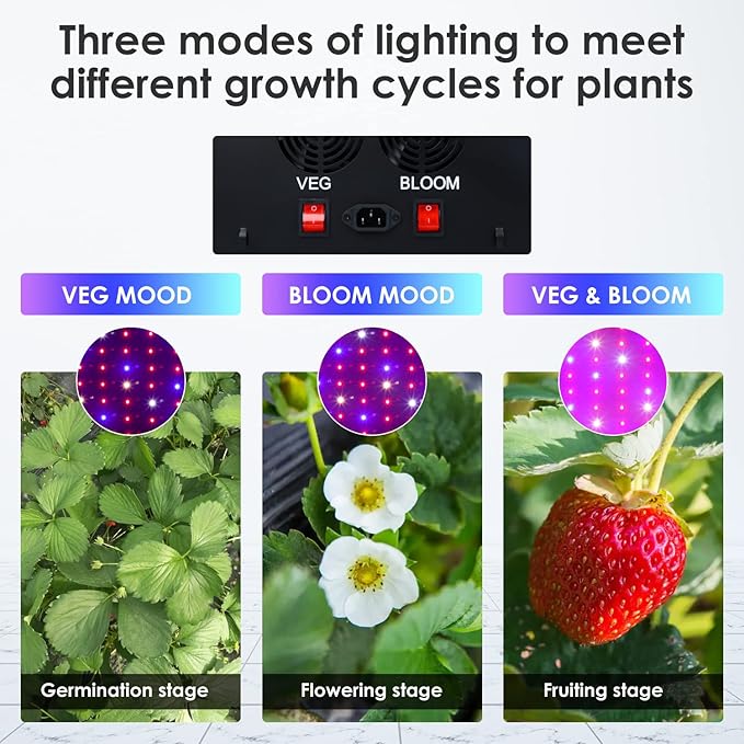 1200W LED Grow Light Full Spectrum Plant Light with Daisy Chain Grow Lights for Indoor Plants Greenhouse Hydroponic Growing Lamps with Veg Bloom Switch