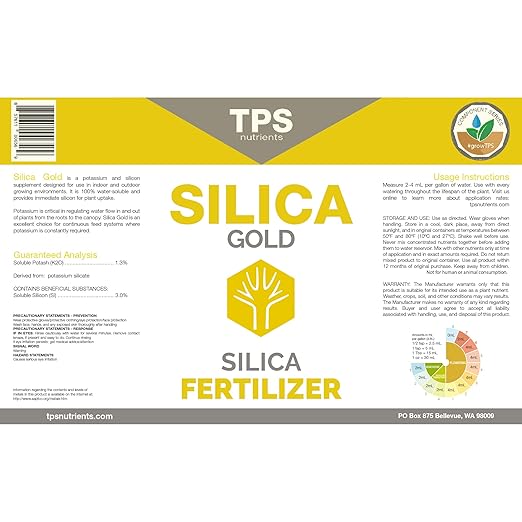 TPS NUTRIENTS Silica Gold Plant Strength Nutrient and Supplement with Bioavailable Silicon 1 Gallon (128 oz)
