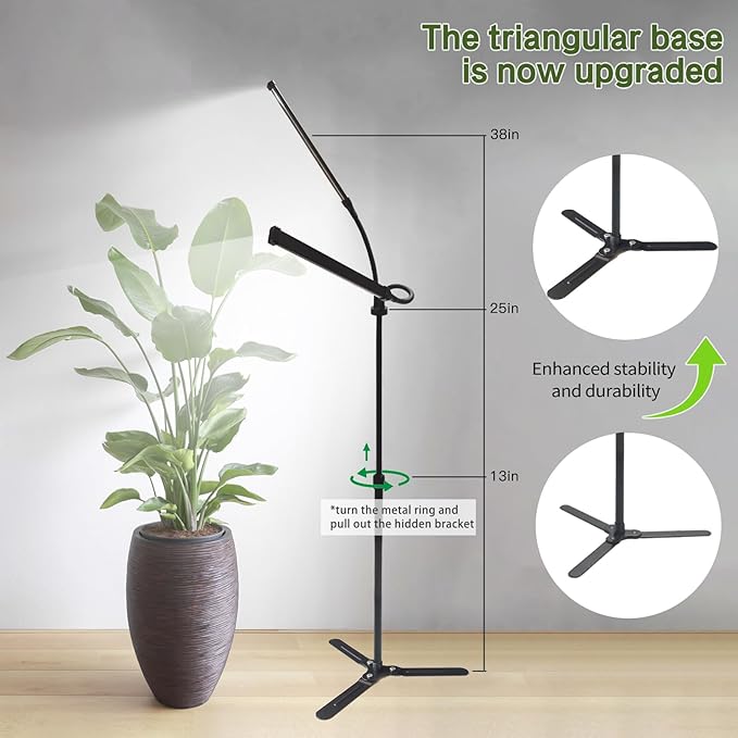 2025 Professional Grow Lights for Indoor Plants Growing 6000K Full Spectrum 126 LEDs Plant Grow Lights Indoor Height Adjustable (13-38'') 3 Spectrum Modes + 10 Dimming with 4/8/12/18H Timer