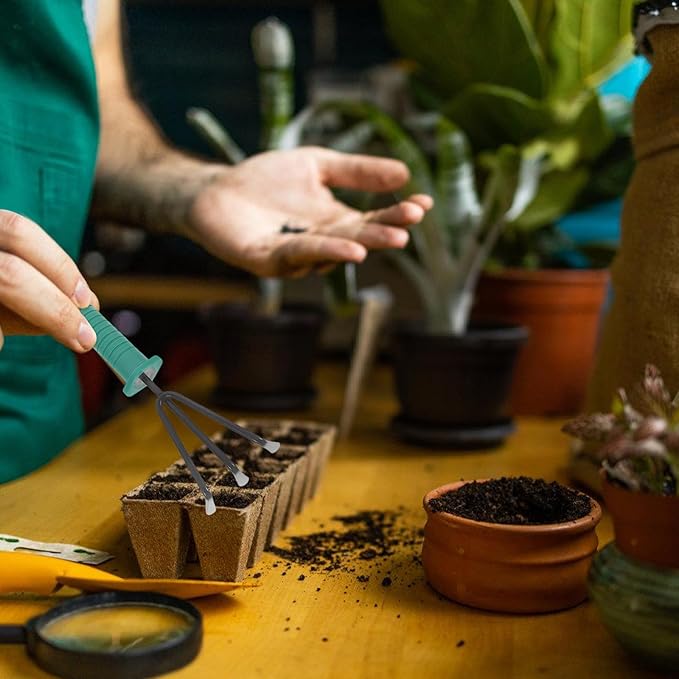 Gardening Tool Set with Rake and Shovel 10pcs Portable Garden Hand Tools Kit for Planting and Pruning with Carrying Case Suitable for Outdoor Lawn and Flower Care