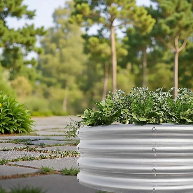 2PCS 32.08 x 11.4 Galvanized Raised Garden Bed Tall Metal Garden Bed for Vegetables Ground Raised Beds for Gardening Backyard Patio Or Lawn Durable Above (2PCS 32.08''x11.4'')