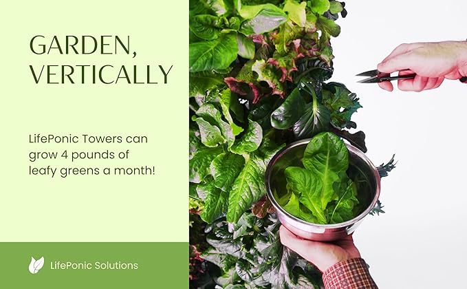 Hydroponic Tower Garden Growing System 32 Plants Indoor Garden Optimized for Growing Leafy Greens Includes LED Grow Lights (White)