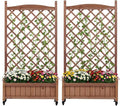 Raised Garden Bed with Tr2 Pack Outdoor Wooden Planter Box Plant Stand with Climbing Racks