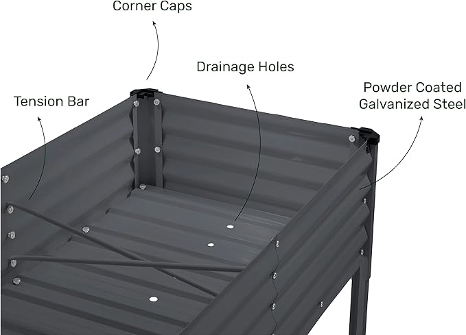 Galvanized Raised Garden Beds Outdoor with Legs // 48×24×31in Elevated Planter Box for Vegetables Flowers (Gray) // Large Metal Garden Bed for Backyard Patio Gardening