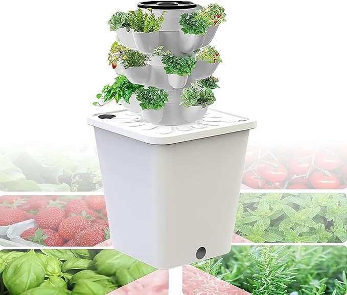 15/20/25/30hole - Plant Hydroponics Tower 3/4/5/6 Floors - Garden Hydroponic Growing System Timer for Herbs Fruits and VegetablesWhite-20Hole//1pc