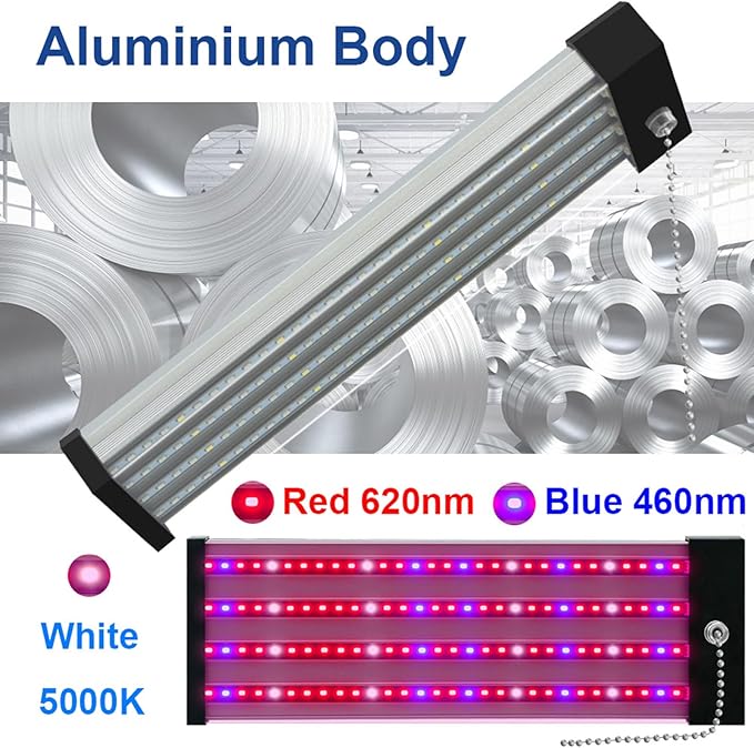 LED Plant Grow Light Full Spectrum Sunlight Plant Light Veg/Bloom Daisy Chain Heat Lampwith Pull Chain Switch for Plants Growing TentB50CM