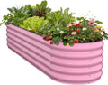 Galvanized Raised Garden Bed 8x2x1.5 FT Oval Metal Raised Garden Bed Outdoor Planter Box with Open Bottom Rust-Resistant Steel Garden Bed for Vegetables Herbs Flowers Easy Assembly