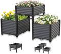 3PCS Raised Garden Beds Outdoor with Legs Planter Box 47x16x21in Reinforced Support Rods Drainage Grid Multi-Combination Options for Vegetables Flowers Herbs Ideal for Balcony Patio Gardening