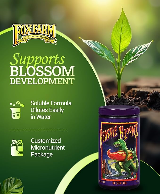 FoxFarm Soluble Trio Pack - Open Sesame Beastie Bloomz Cha Ching - Supports Flowering Blossom &amp Late-Stage Fruiting - Bloom Booster Fertilizer for Hydroponic &amp Conventional Growers - 3 x 1