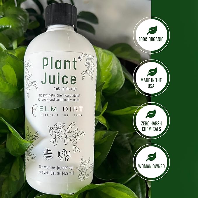 Elm Dirt Plant Juice Organic Fertilizer for All Purpose Plants - Plant Food Indoor House Plants | Liquid Plant Food Outdoor &amp Indoor Plant Fertilizer for Vegetables Succulents &amp Hydroponics