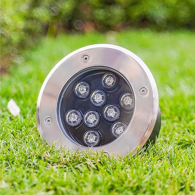 Outdoor Landscape Lights - Outdoor Buried Lights IP67 Waterproof Ultra-Thin Recessed Spotlight 12V Low Voltage Round Garden Courtyard Decorative Floor Lamp LED Floor Spotlight(Green5W)