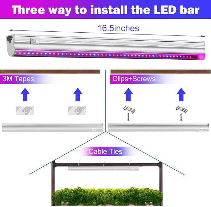 LED Plant Grow Light Strips - Anpro Grow Lights for Indoor Plants with Separate Switch 5 x 10W Auto On &amp Off Timer 4 Dimmable Levels T5 Plant Lights(16.5 Inches) Plug and Play 5-Pack