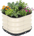 BPS Self-Watering Raised Garden Bed 16.5'' with Drainage Plugs Indoor/Outdoor Metal Raised Beds for Gardening Durable Galvanized Planter Box for Vegetables Flowers Herbs and Fruit