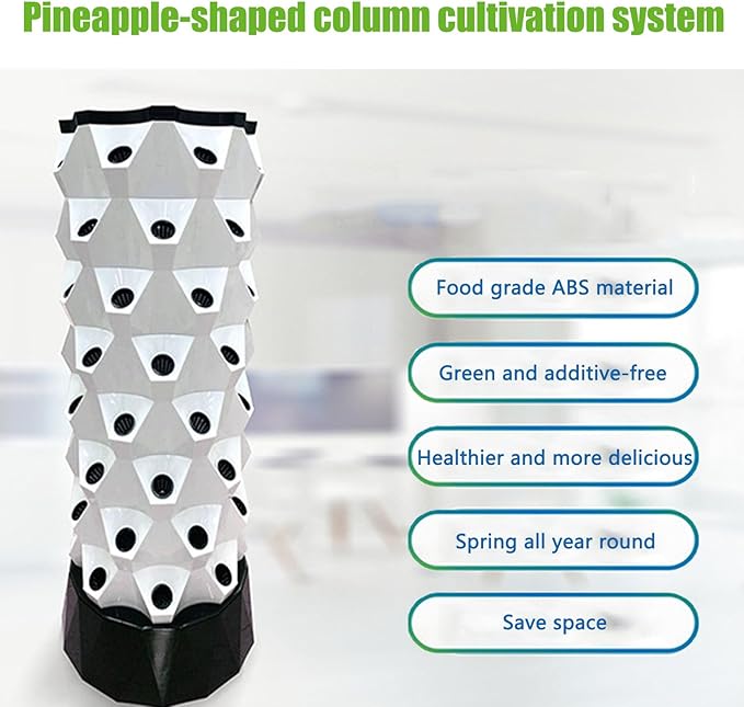 Hydroponic Tower Growing SystemDIY Hydroponics Farm Equipment Aeroponicfor Herbs Fruits and Vegetables with Hydrating Pump Adapter Net Pots6floors