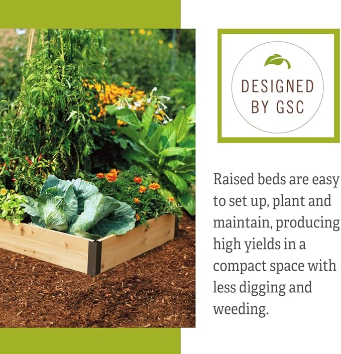 Gardener's Supply Company Cedar Raised Garden Bed | Weather Resistant Outdoor Square Planter Box for Plants Herbs Flowers &amp Vegetables with Rust-Proof Aluminum Corners