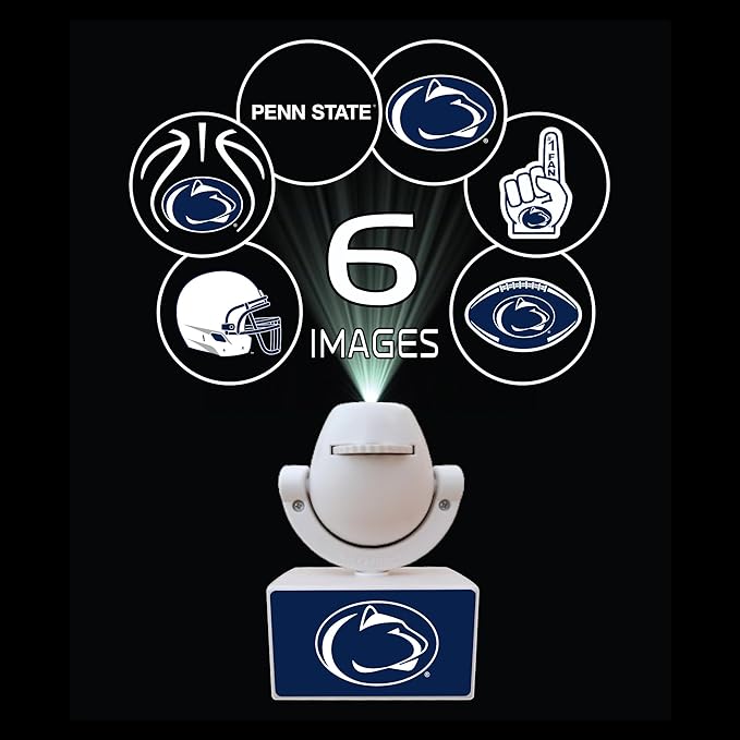 Sporticulture NCAA American Football Penn State Nittany Lions - Adjustable Led Mini Spotlight Projector with 6 Team Logo Designs - Portable &amp Rechargeable Spotlight - Battery-Operated - 4.37” x 3.