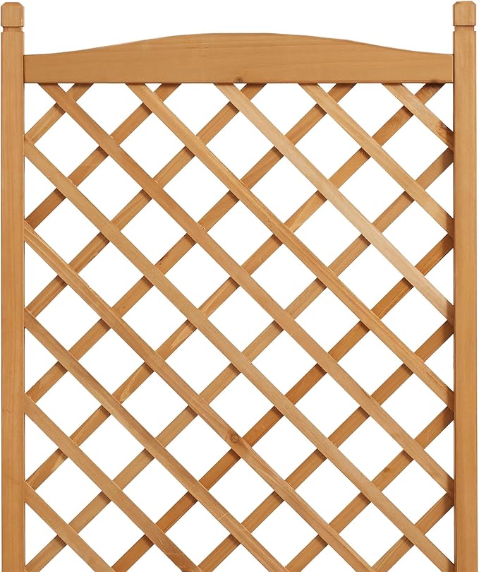 Casafield 48 Raised Garden Bed with Trellis - Wooden Diamond Lattice for Climbing Plants and Planter Box with Drainage Holes and Wheels