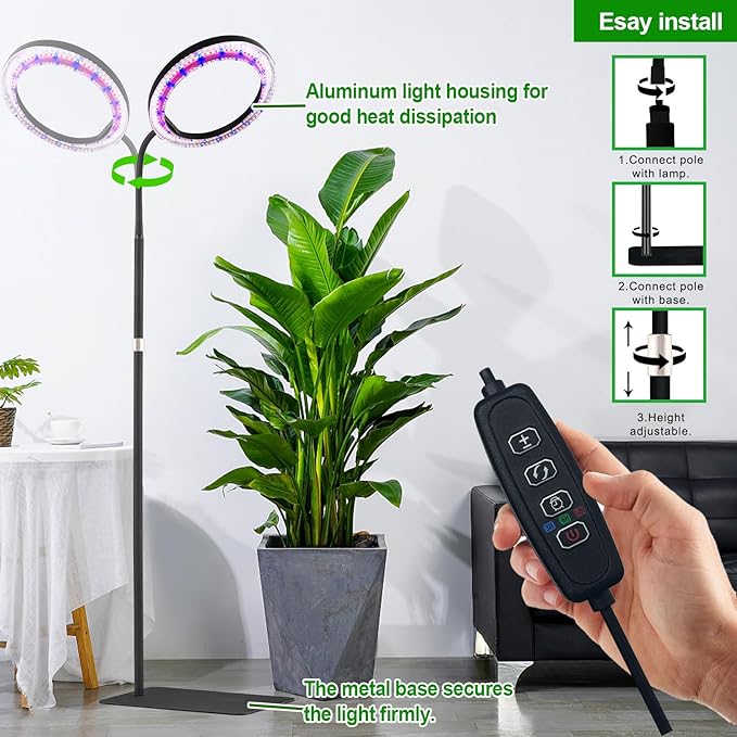 yadoker Grow Light for Indoor Plants160 LEDs Full Spectrum Standing Plant Grow Light with 3H/6H/9H Timer10-Level Brightness 51 Height AdjustableFlow Grow Lamp for Tall Large Indoor Plants