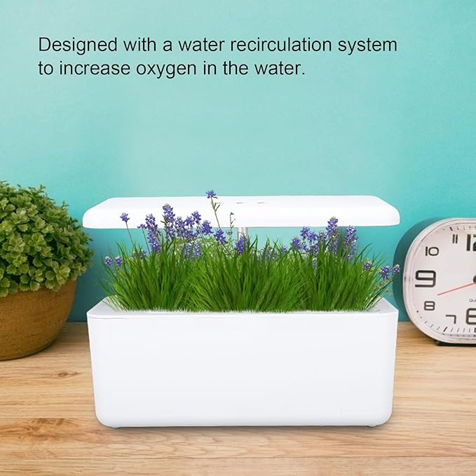 Hydroponics Growing System Kit 7 Pods Indoor Gardening System with 24W Full Spectrum LED Grow Light 3 Smart Light Modes (White)