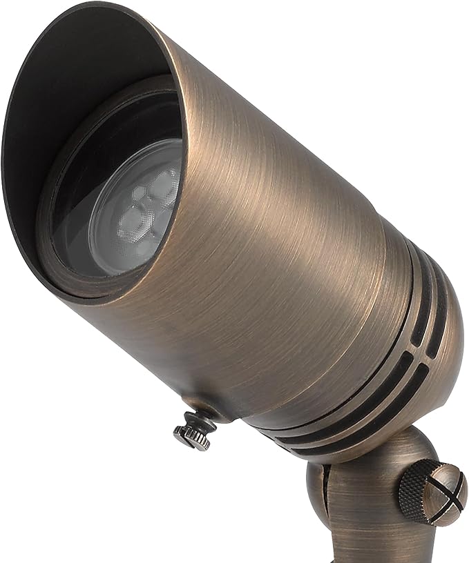 Kichler 12V MR-16 Adjustable Cowl Brass Accent Light in Centennial Brass Directional Landscape Light Fixture 15485CBR (2.5 W x 2.5 H x 6 L)