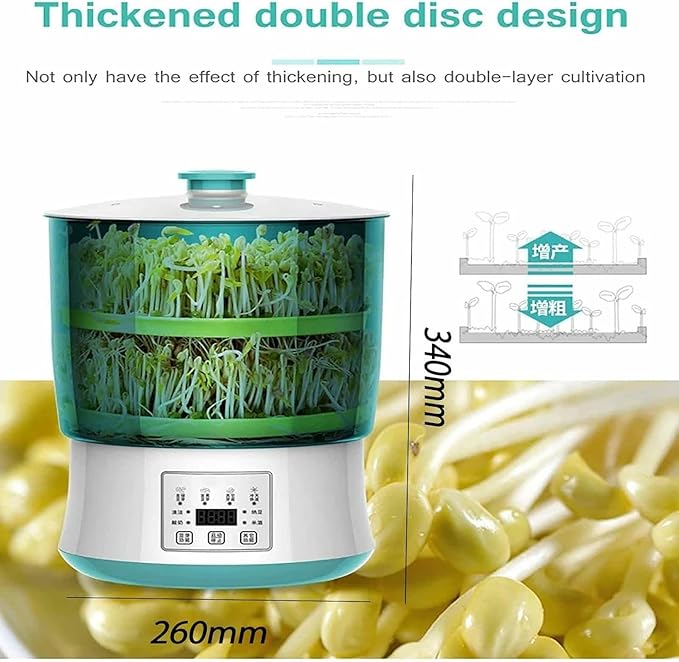 Automatic Sprouter Bean Growing Machine 3 Layers Germination Tank Seed Germination Machine LED Display Time Control 360° Automatic Spray for Every HOM
