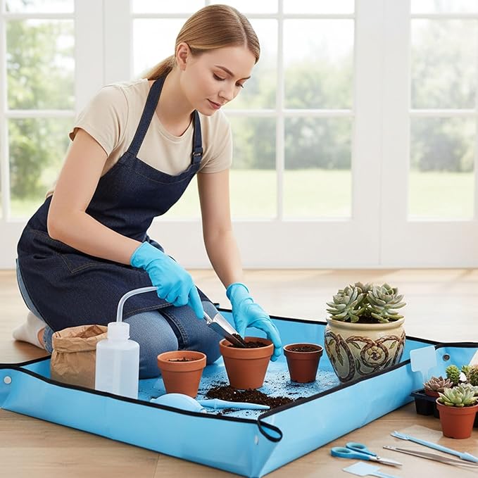 Waterproof Gardening Mat - Soil Digging Tool Set Durable Garden Accessories for Plant Repotting Mixing and Watering Protective Cover for Indoor or Outdoor Family Friends Men and Women