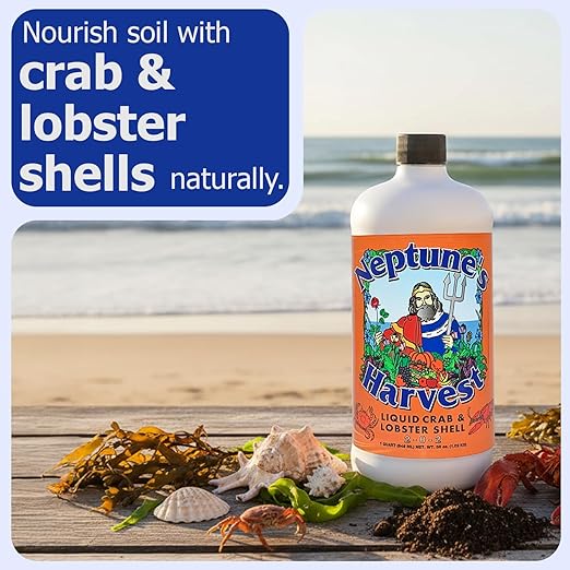 Neptune’s Harvest Organic Crab &amp Lobster Shell Multi-Purpose Liquid Fertilizer (2-0-2) - 36oz Bottle - Rich in Nutrients Soil Fertilizer - Plant Food for Lawns Gardens and Vegetables