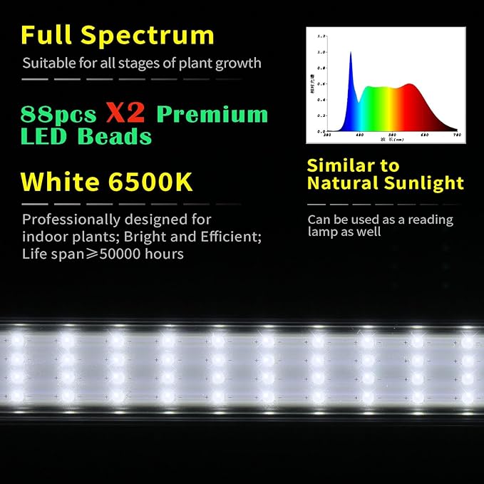 JCBritw Standing LED Grow LightAdjustable Dual Head T12 Bar Plant Light White 6500K Full Spectrum Plant Grow Lamp on Stand for Indoor Plants Seed Starting Seedlings Veg Flower