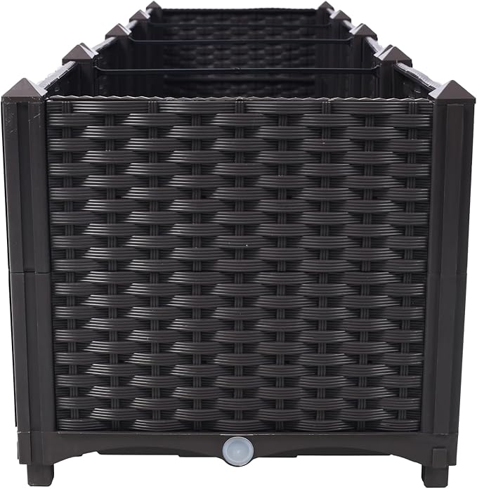 Dawn Deep Raised Garden Bed Plastic Planter Boxes for Vegetables Flowers Herbs and SucculentsSelf-Watering Planter Box Raised Bed to Grow Flowers Herbs &amp Vegetables 63 L X 15.7 D X 14.7 H