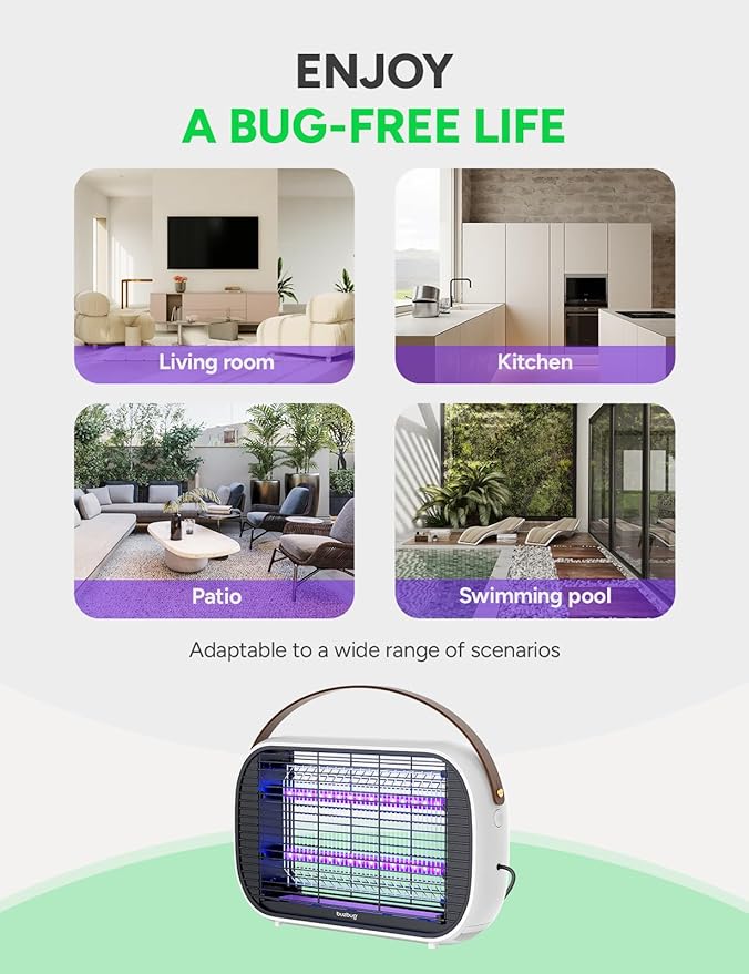 Buzbug LED Bug Zapper Indoor LED Bulbs Up to 50000 Hours Sustainable Less Power Durable High-Voltage Electric Mosquito Zapper Fly Trap Mosquito Trap Fly Killer -MA015B
