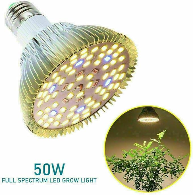 50W E27 LED Grow Light Bulb Full Spectrum Sunlike Lamp Indoor Plant Flower Bloom