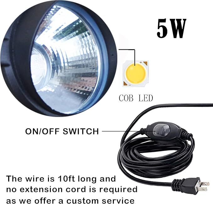 Kiven LED Landscape Plug-in Spotlight Outdoor with Automatic TimerIP65 Waterproof Garden Spotlights5W 110V Yard Flood Light with Spiked Stand Lawn Lights2700K LED Wall Lights for Patio