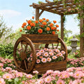 Outdoor PlanterWooden Wagon Planter Box3 Tier Raised Garden Bedfor Vegetables Flowers Herbs