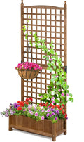 Idzo Raised Garden Bed with Trellis Durable Oil Coated Planter with Trellis 71 Inches Height Vertical Gardens Outdoors with Convenient Non Woven Lining for Better Plants Growing